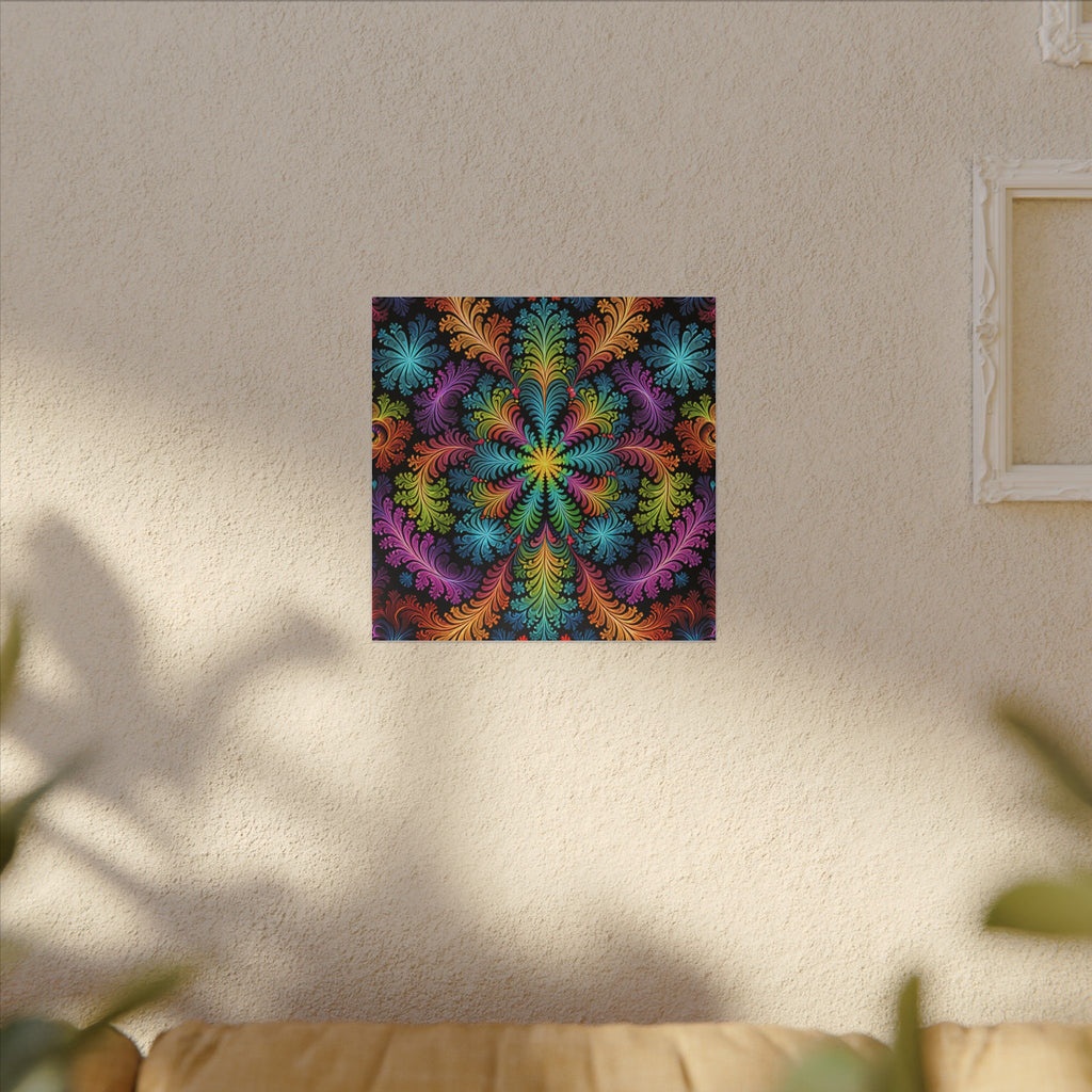 Rainbow Fractal Floral Canvas