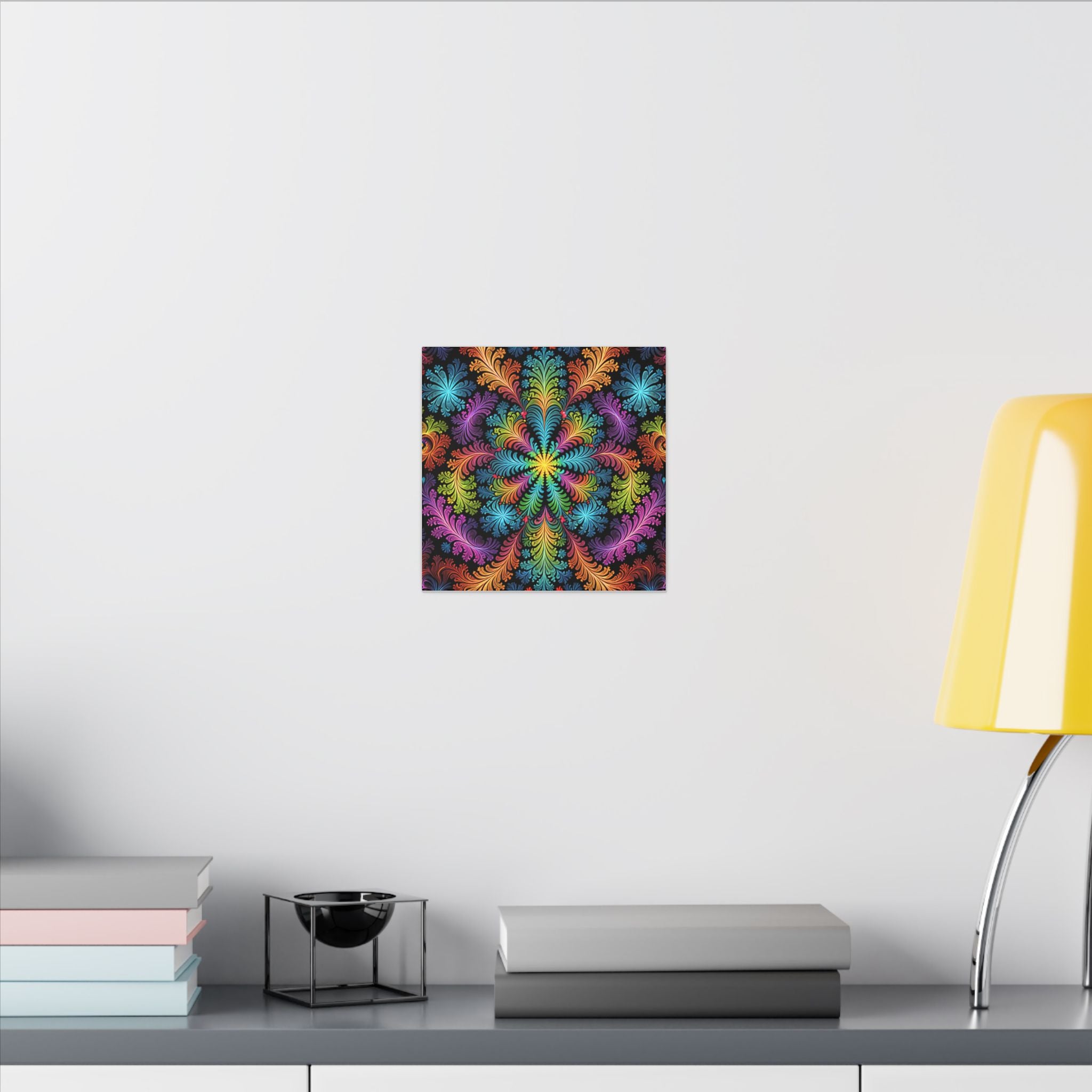 Rainbow Fractal Floral Canvas
