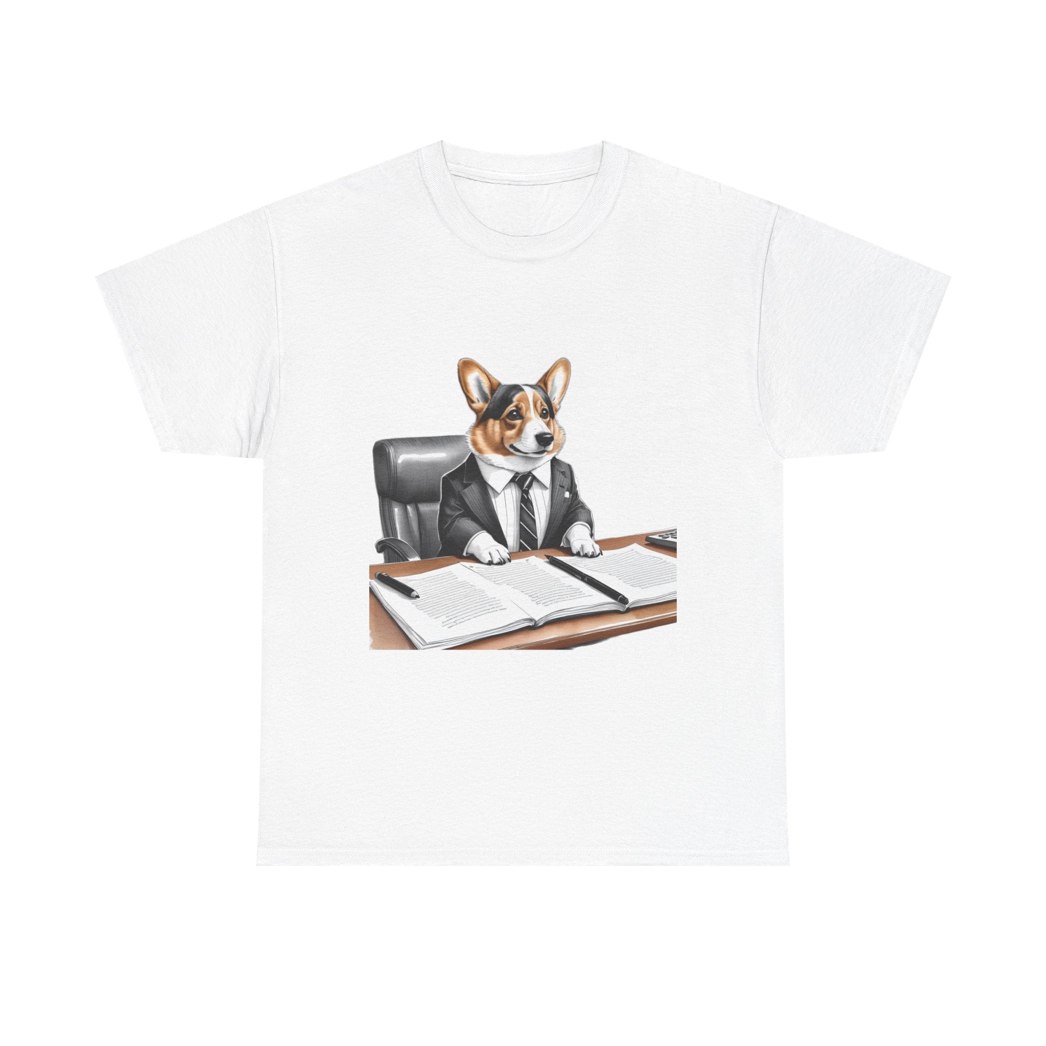 Corgi in Suit Tee | Dog Lawyer Office Illustration, Cute Business Dog Shirt