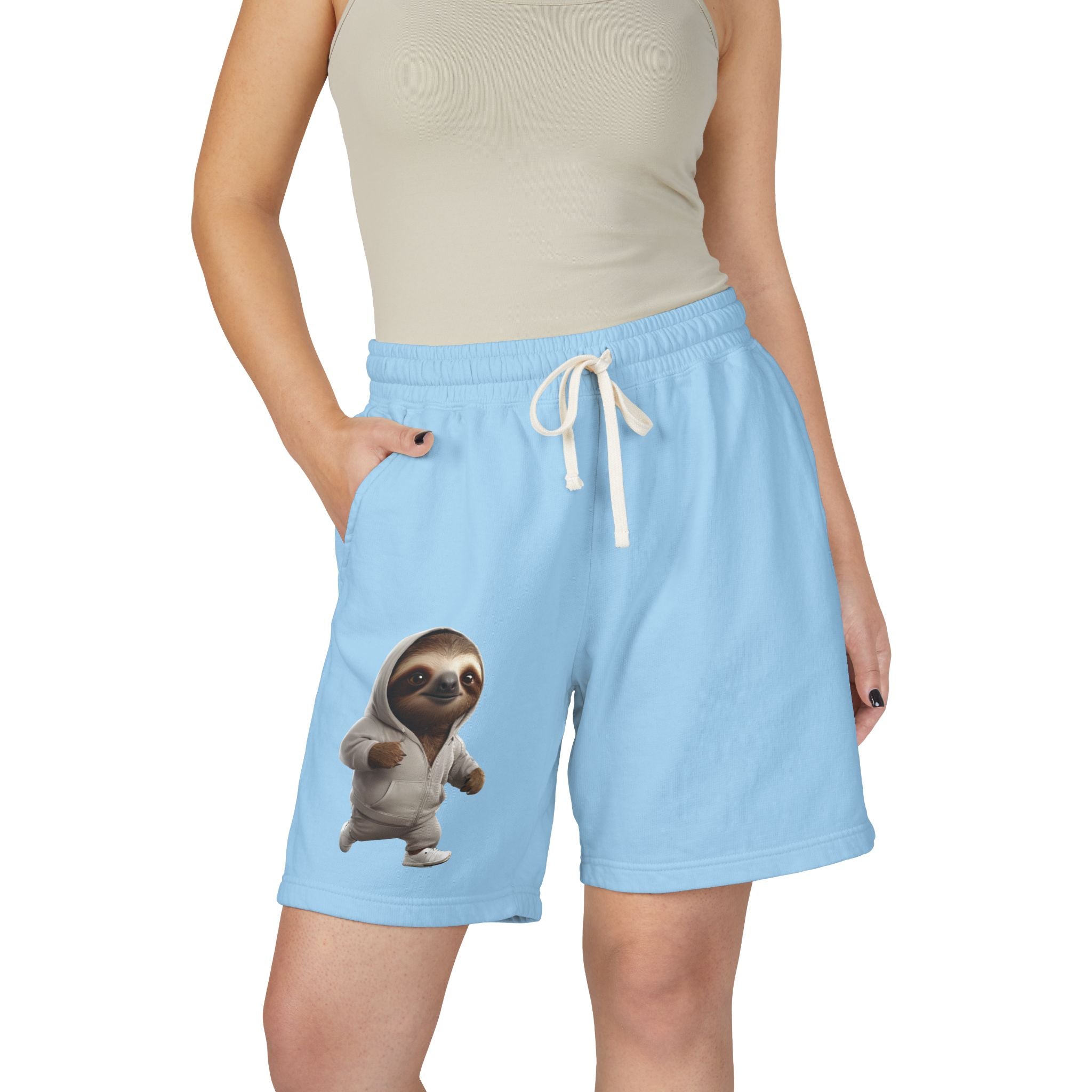 Sloth Lounge Sweat Shorts — Cozy Fleece Sleep & Relax Shorts