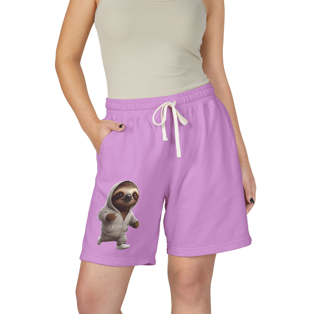 Sloth Lounge Sweat Shorts — Cozy Fleece Sleep & Relax Shorts