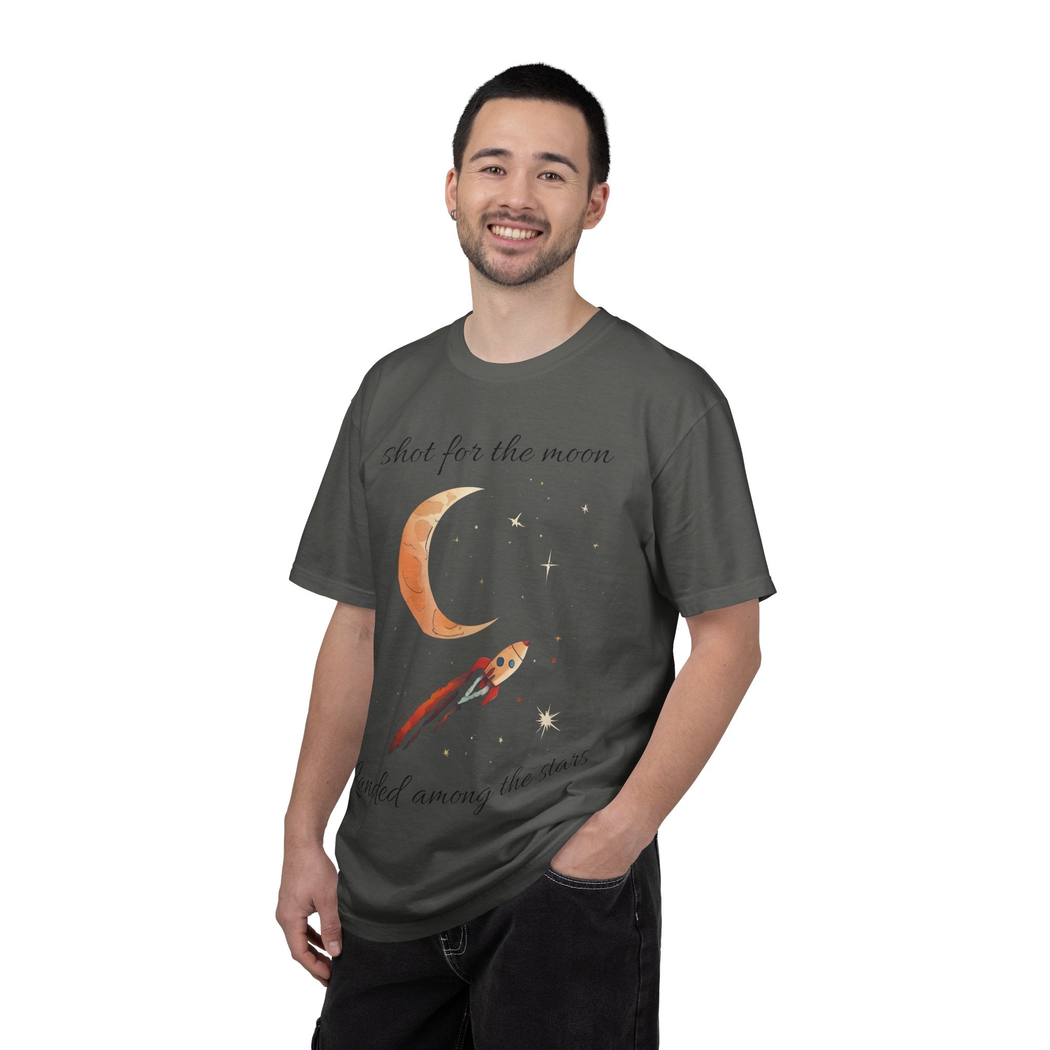 Shot for the Moon Rocket Moon T-Shirt | Landed Among the Stars