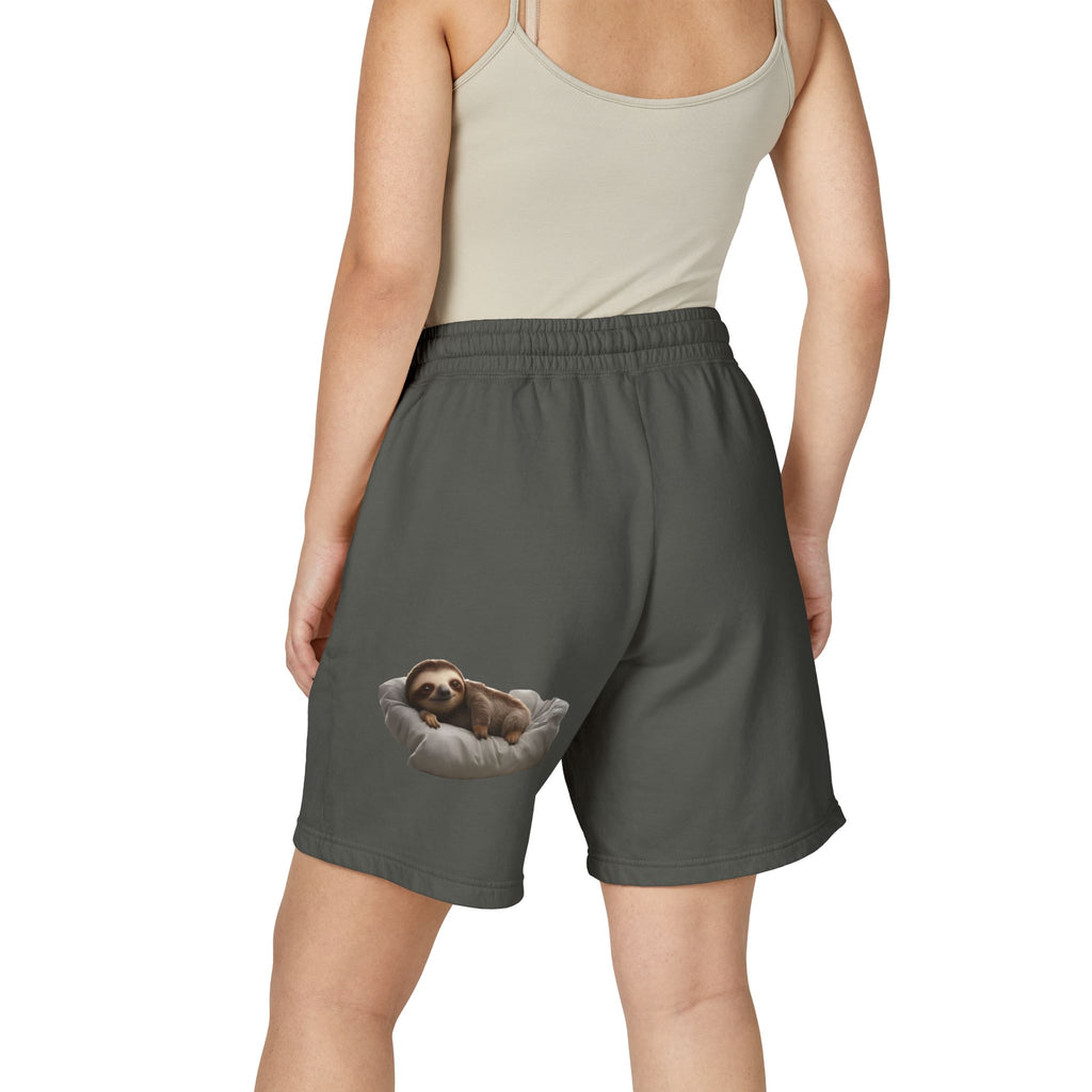 Sloth Lounge Sweat Shorts — Cozy Fleece Sleep & Relax Shorts