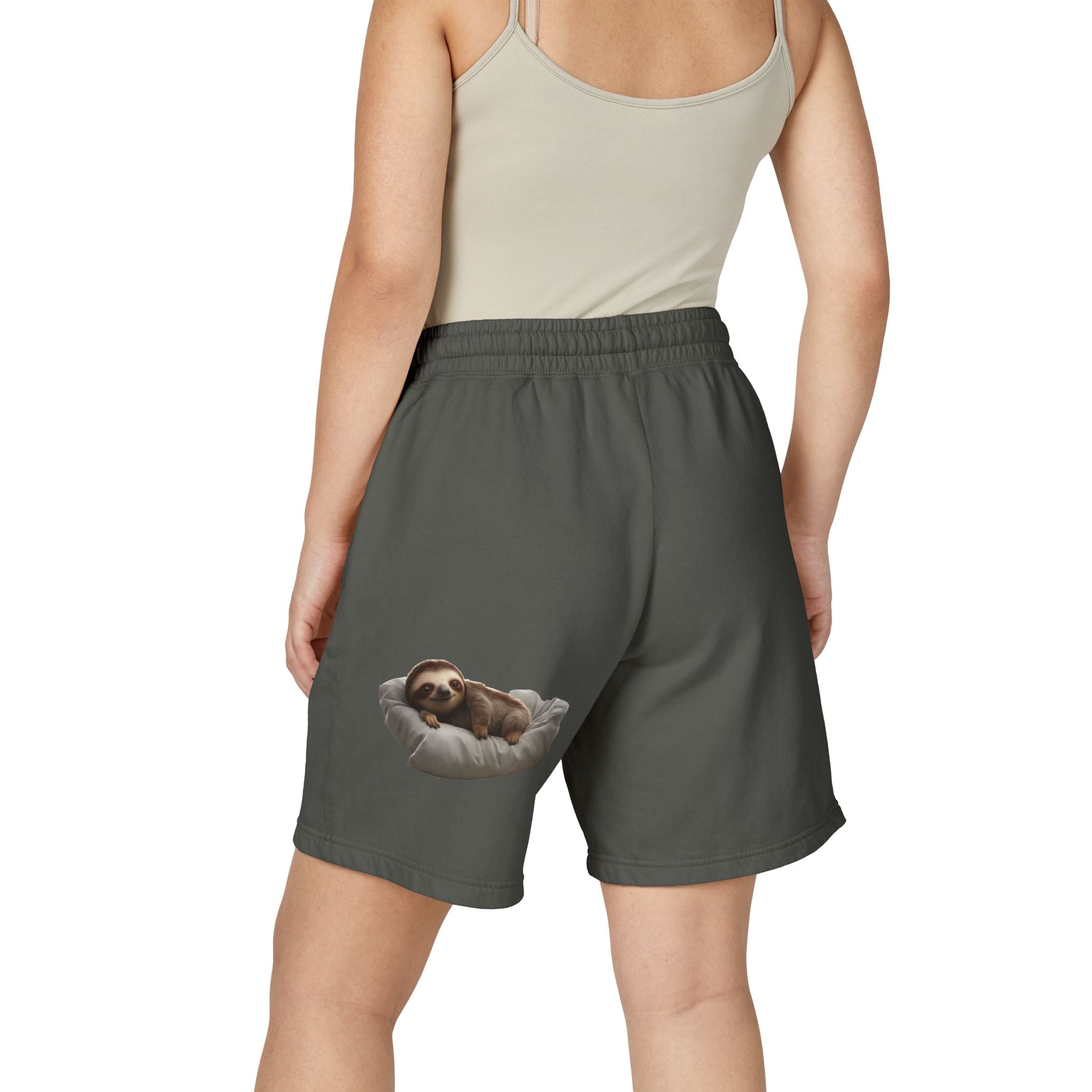 Sloth Lounge Sweat Shorts — Cozy Fleece Sleep & Relax Shorts