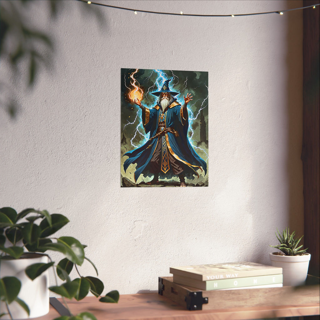 Lightning Fireball Wizard Magic Poster | Matte Vertical Poster