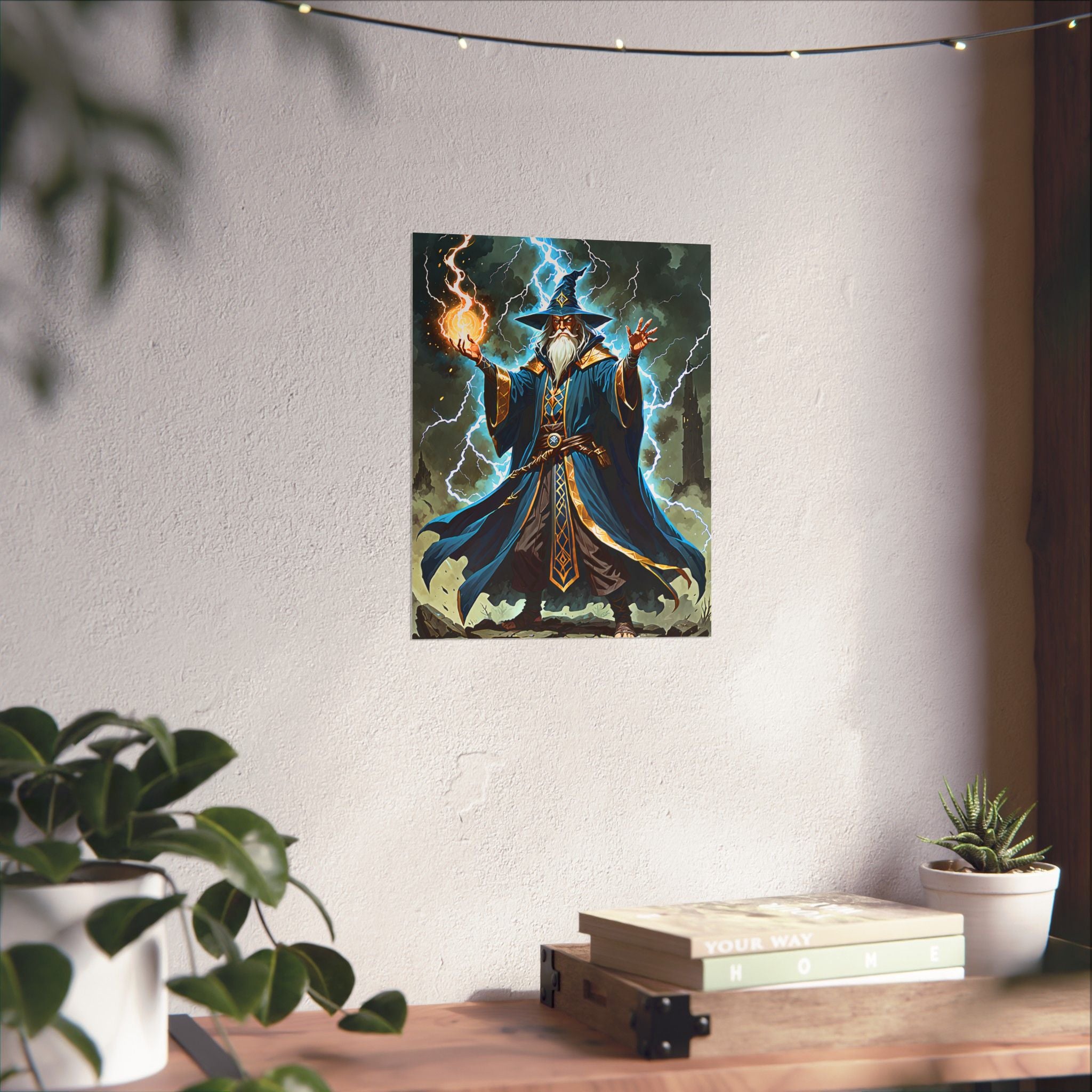 Lightning Fireball Wizard Magic Poster | Matte Vertical Poster