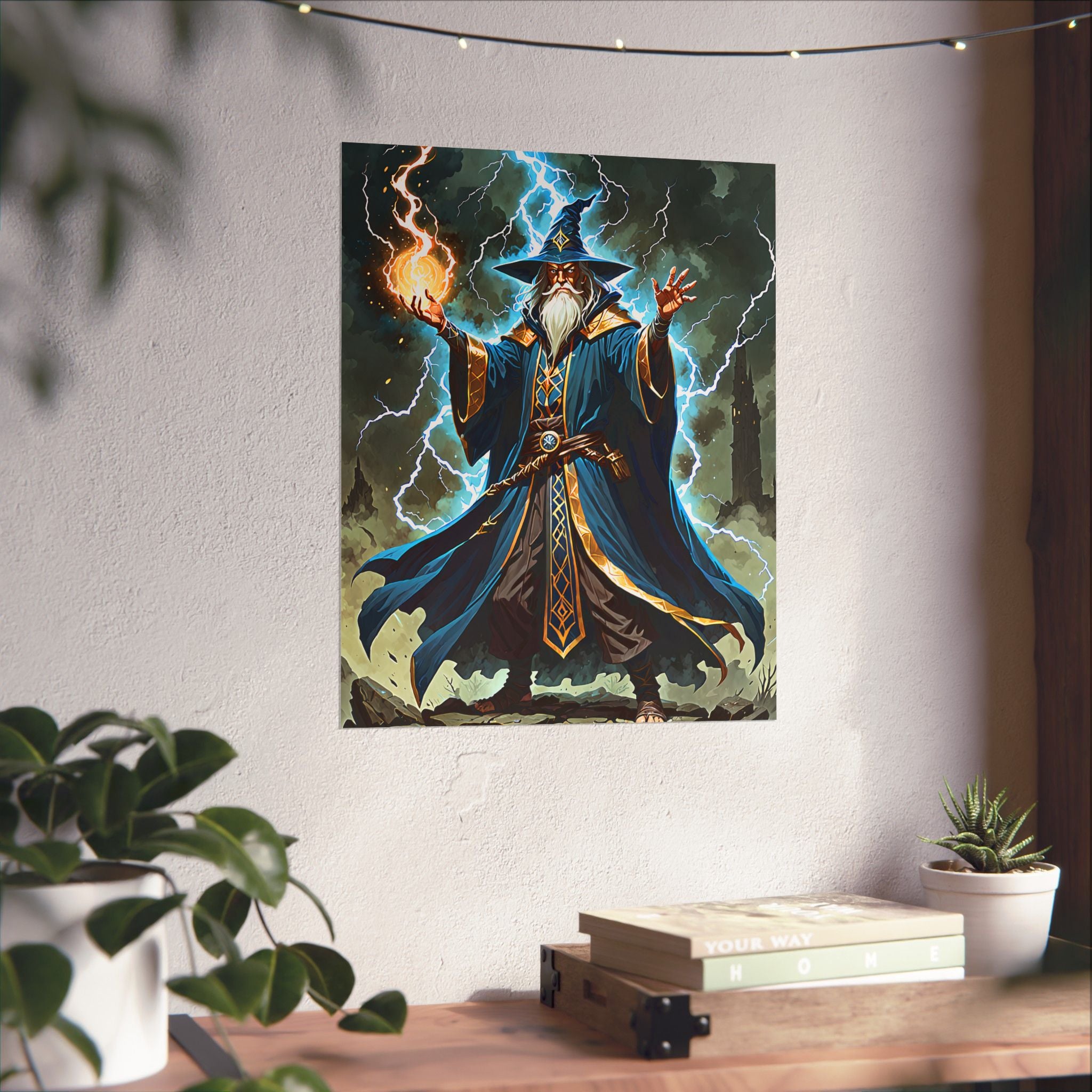 Lightning Fireball Wizard Magic Poster | Matte Vertical Poster