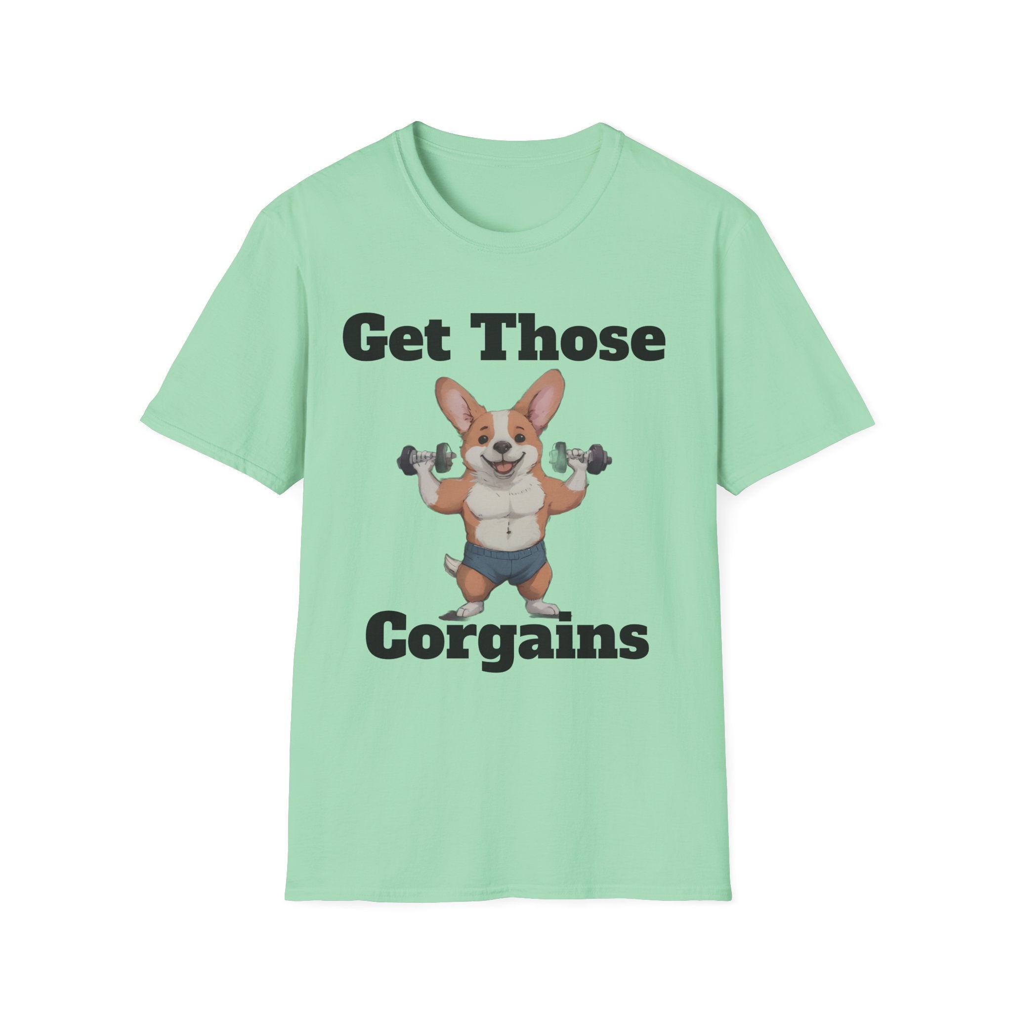 Get Those Corgains T-Shirt — Funny Corgi Gym Dog Fitness Tee