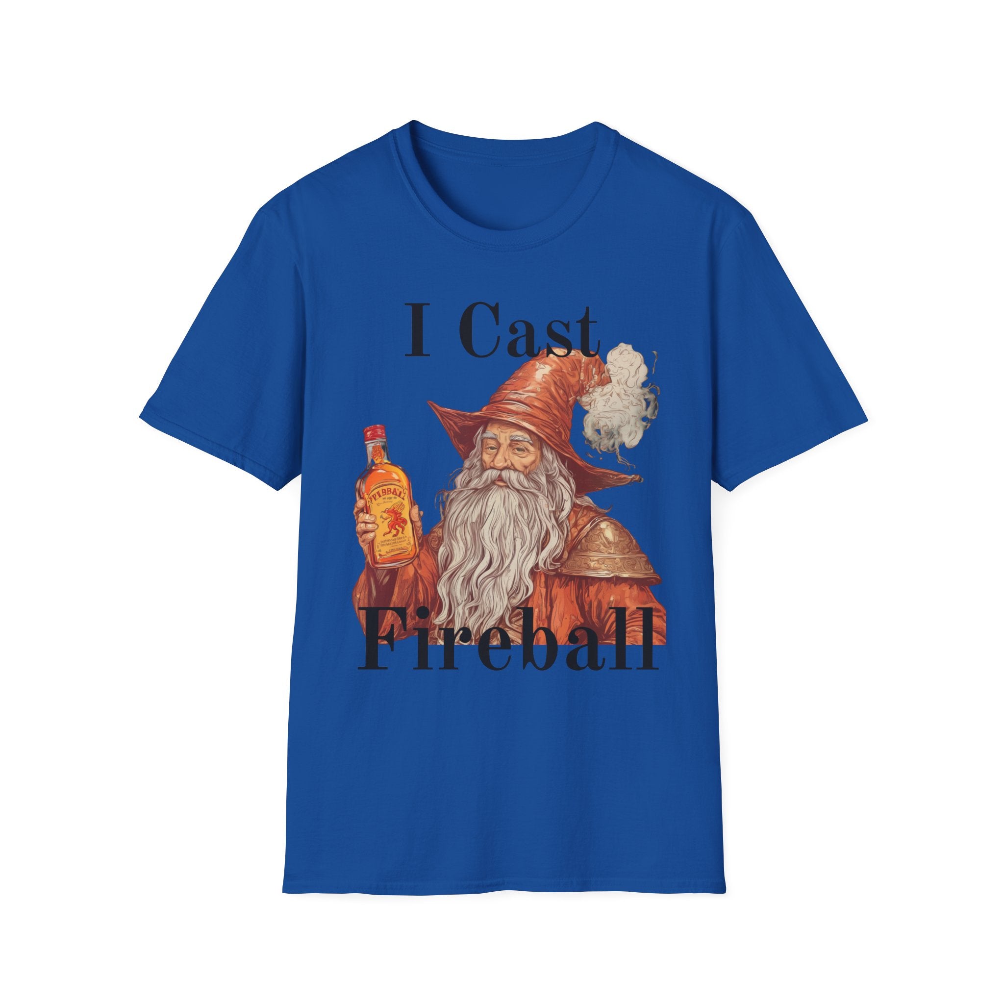 I Cast Fireball Wizard Illustration T-Shirt | Fantasy Mage Drinking Fireball
